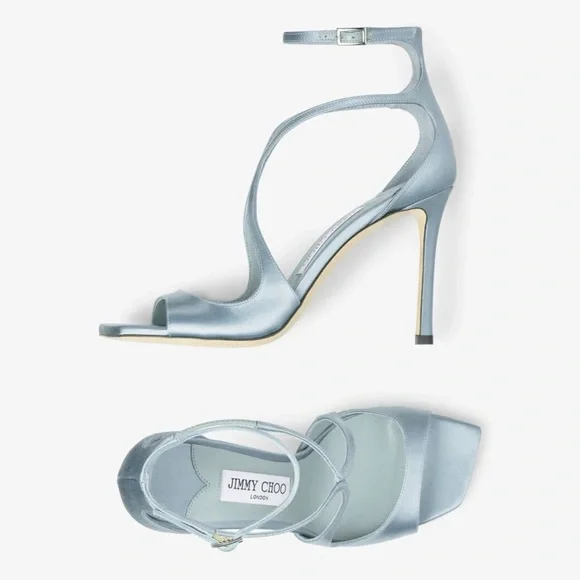 New JIMMY CHOO Azia 95 Heeled Sandals - Ice Blue $1,150 40 - Picture 2 of 13